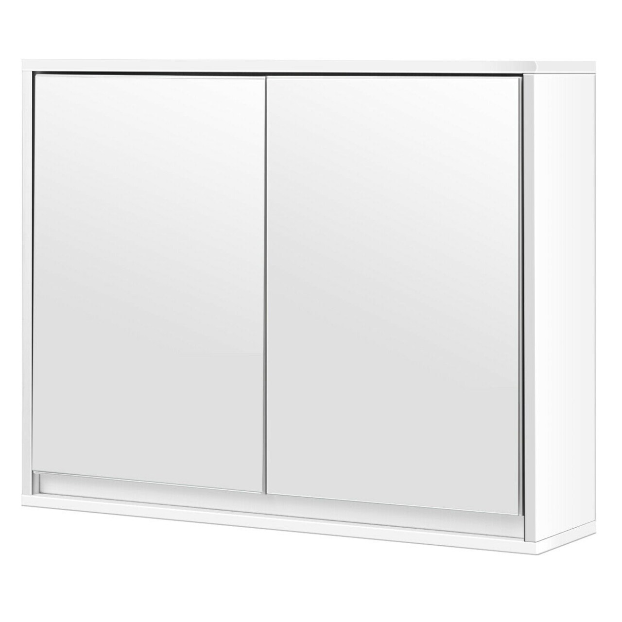 Costway Wall Mounted Bathroom Medicine Cabinet Storage Cabinet Double Mirror Door Organizer Shelf White